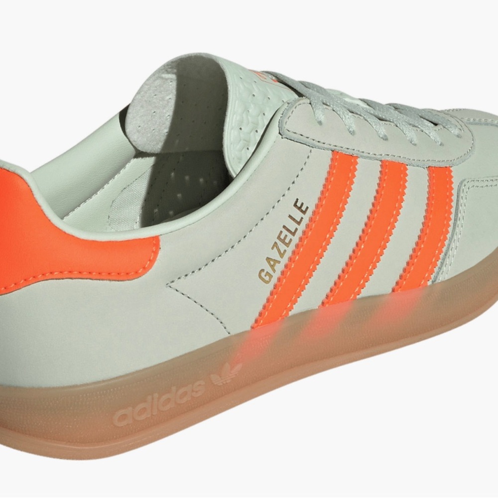 Womens gazelle indoor sneakers (women) linen/orange/gum. Size 8.5